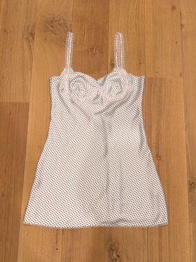 Pink by Frankies Bikinis Polka Dot Lace Trim Slip Dress Size Large